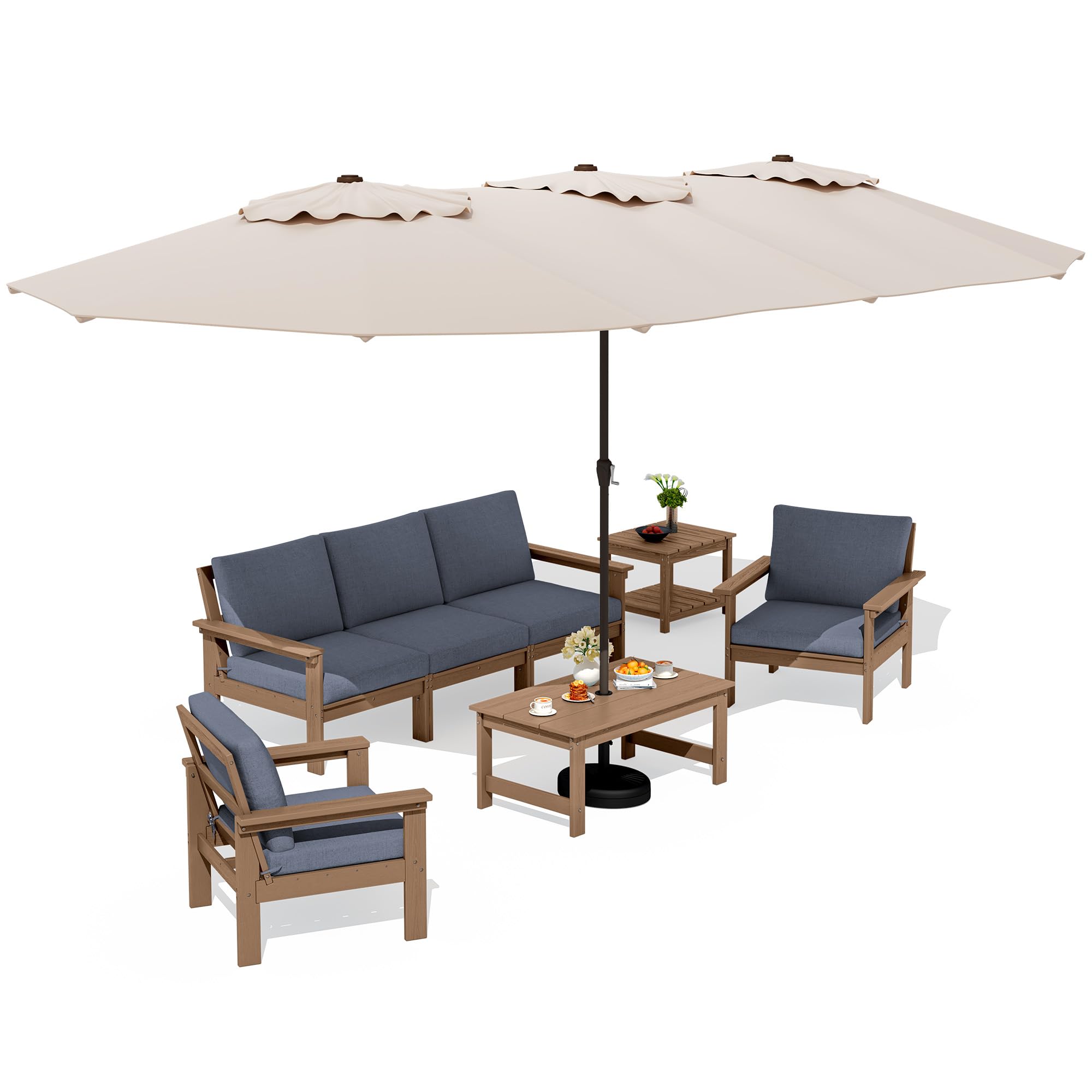 SERWALL HDPE Outdoor Patio Furniture Set Outdoor Couch