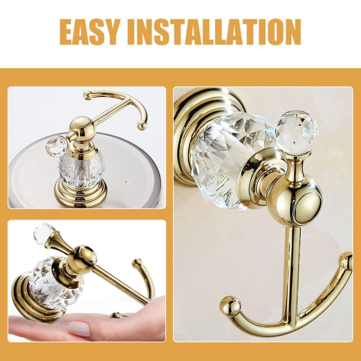 Angoily Gancho de Pared Dorado Resistente Superficie Lisa de Acero Inoxidable para Toallas y Batas Adecuado para Baño y Dormitorio Moderno
