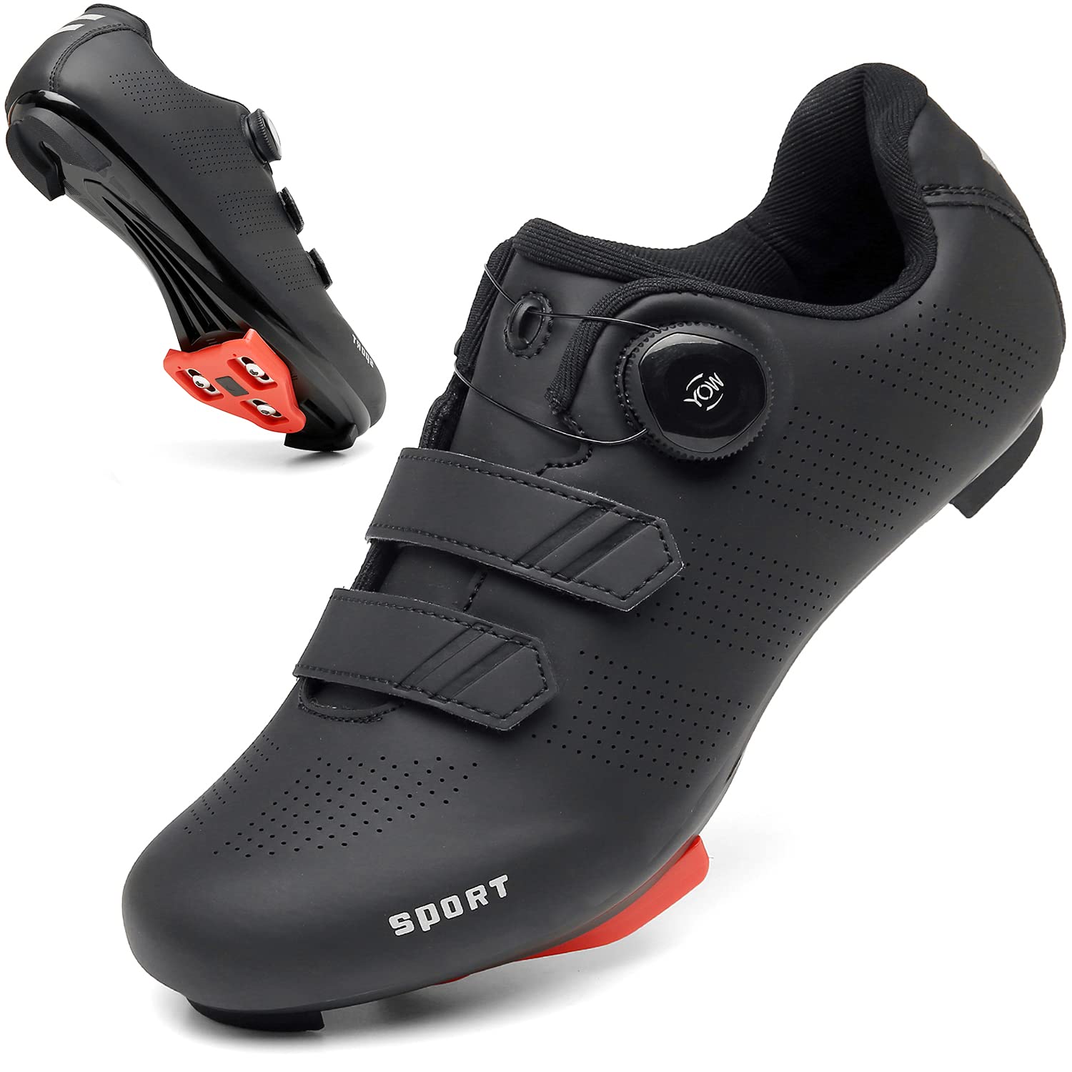 Cycling Shoes Men Women Shoe Buckle Breathable Luminous Non-Slip Compatible with Delta Indoor Cycling Shoes by SPD-image-0