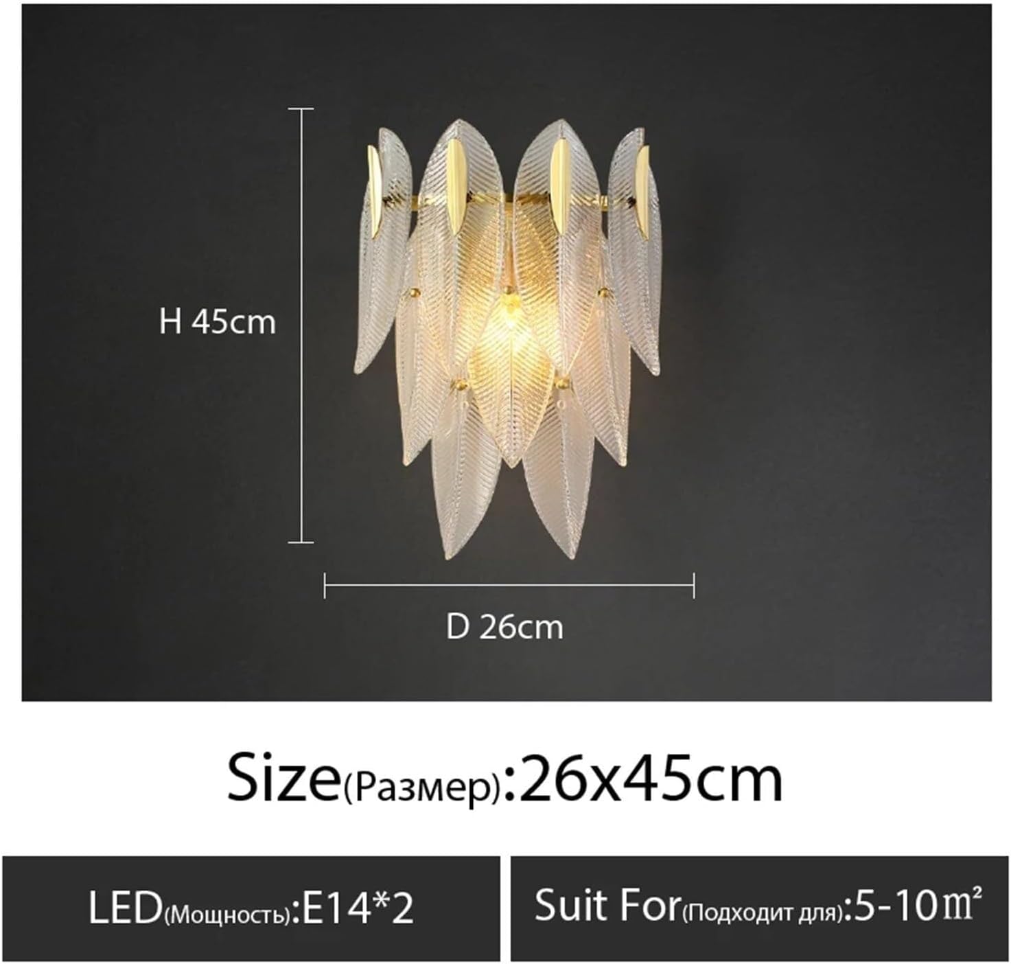 Luxury Crystal Chandelier, Modern Pendant Light Fixture for Living Room and Dining Room, Scandinavian Style Decorative Ceiling Lamp, 45CM(50cm)