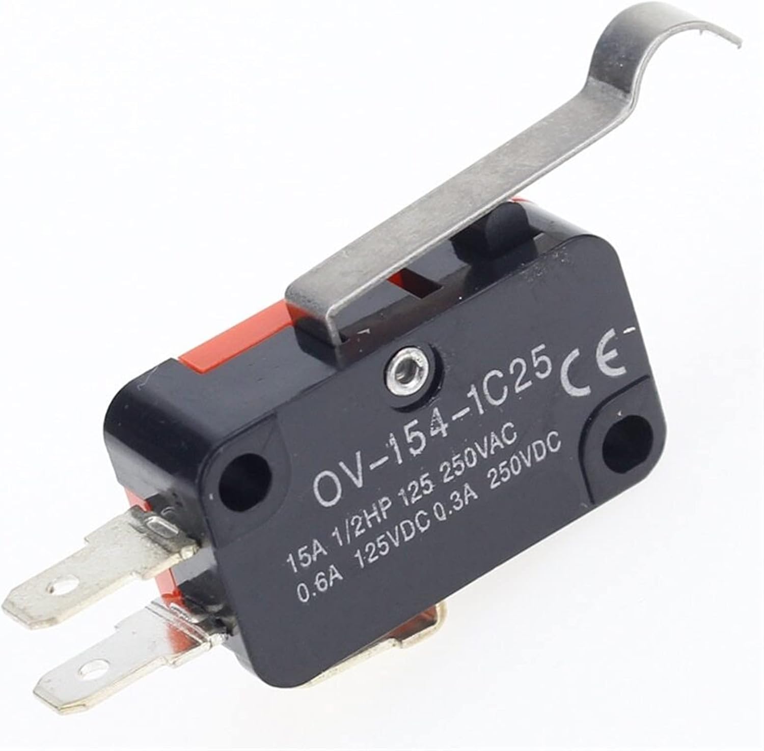 5Pcs V-154-1C25 Long Handle Roller Snap Action Push Button SPDT Momentary On-Off Micro Limit Switch 15A 250V