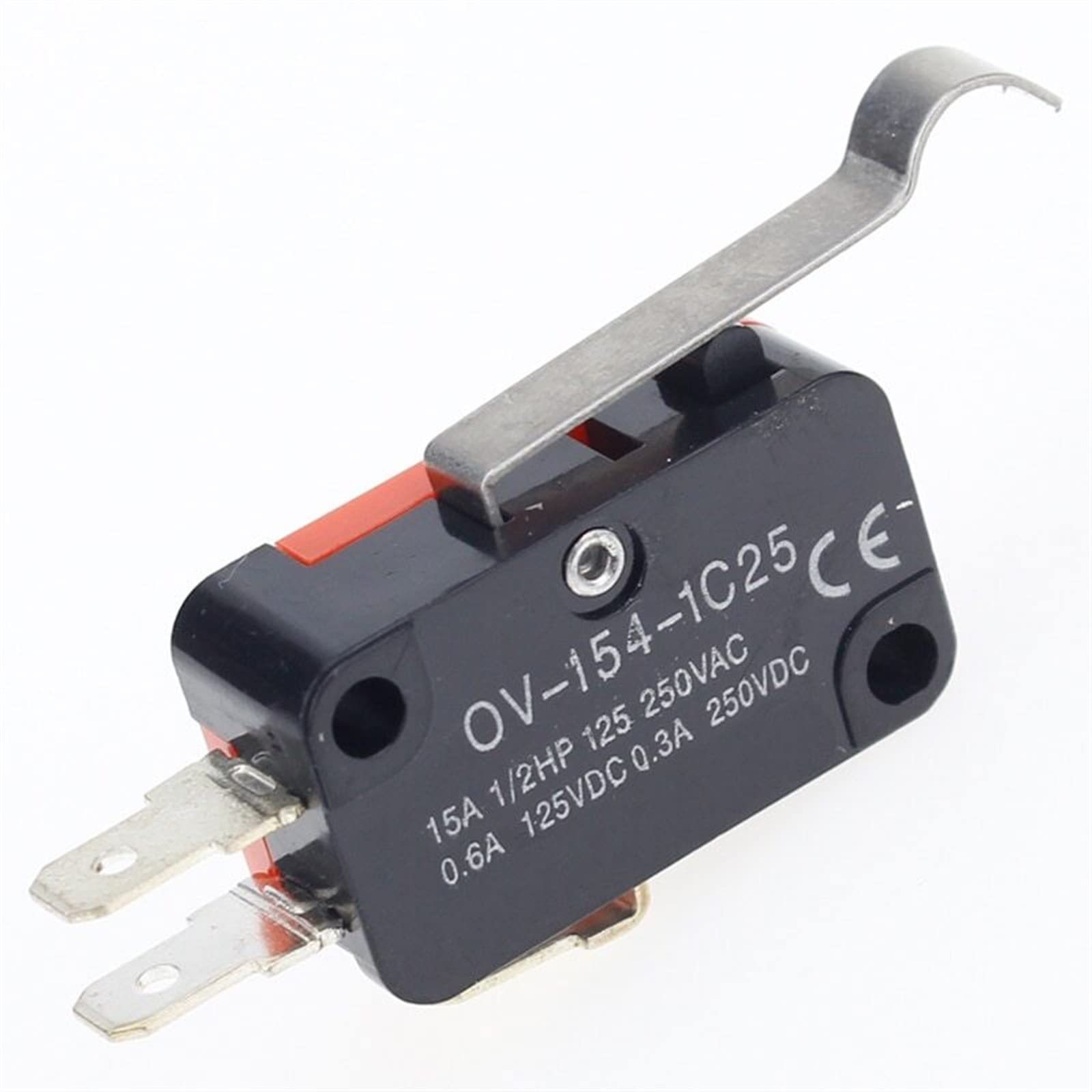 JJHQOKYNA 5Pcs V-154-1C25 Long Handle Roller Snap Action Push Button SPDT Momentary On-Off Micro Limit Switch 15A 250V