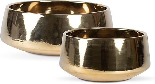 Miniatura 10 de Maceta redonda y elegante de cerámica plateada para centro de mesa, moderna maceta decorativa para interiores y exteriores, 5 pulgadas de alto x 12