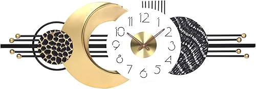 Miniatura 9 de Reloj de pared decorativo moderno grande de 47x19 pulgadas, relojes analógicos sin tictac que funcionan con pilas, abstractos para sala de estar, K