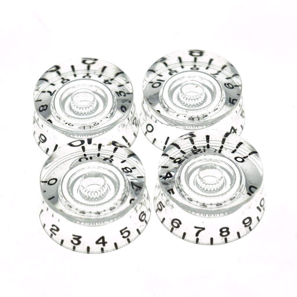 4 Manopole Trasparenti Per Chitarra Les Paul, Con Numeri Chiari/bianchi