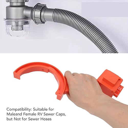 Vista 3 de TOPINCN 1 Set Rv Sewer Fitting Wrench 3In Coupling Spanner 4In Hose Caps for Universal Activation Hose Watering Orange Parts Connectors