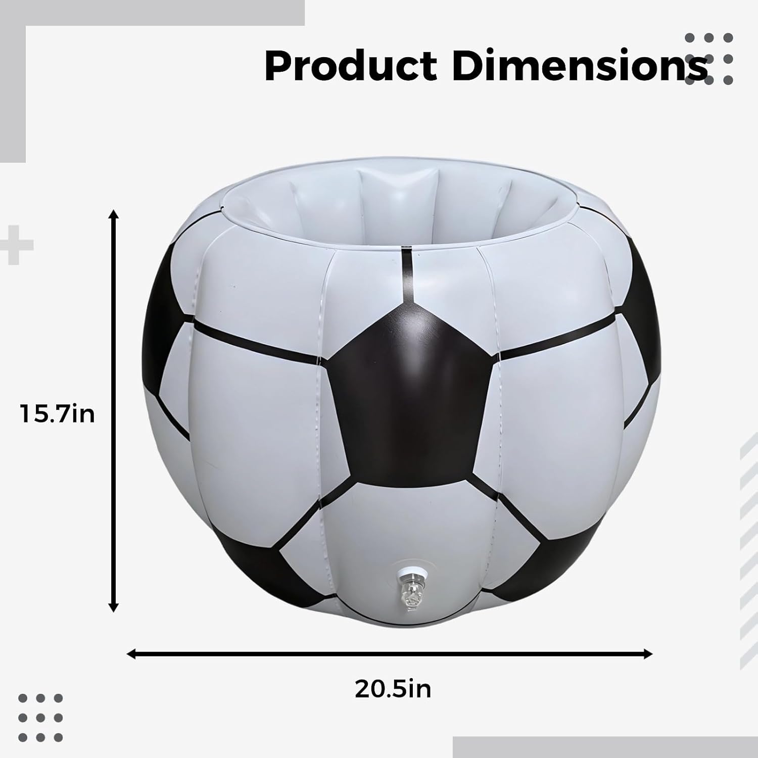 Inflatable Soccer Drink Cooler, 20.5 X 15.7 in, Foot Pump Included, PVC Ice Bucket for Parties and Outdoor Activities