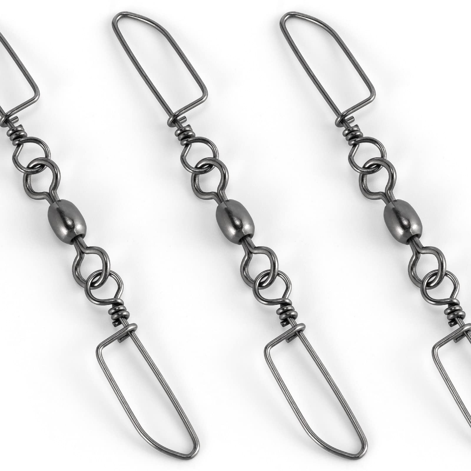 Alwonder30-Pack Double Snap Swivels, Trolling Planer Board Line Release Clips, High Strength Stainless Steel Coastlock Snaps with Black Nickel Coating, Saltwater Barrel Swivels Connector