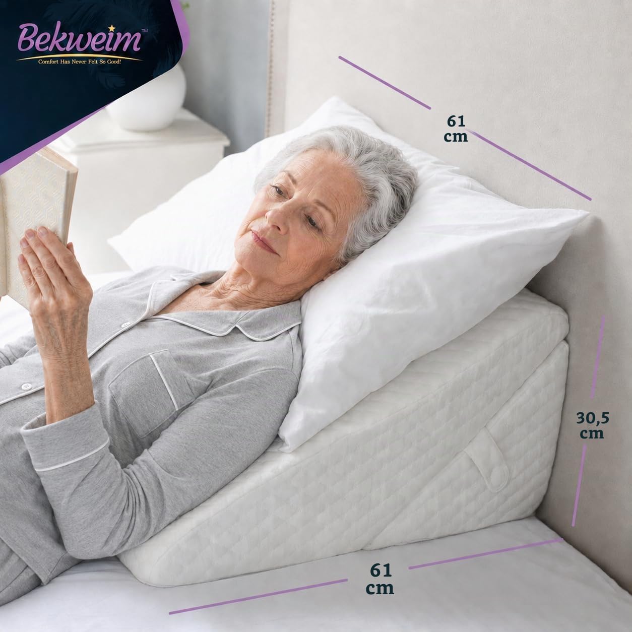 Almohada de cuña para apnea del sueño, almohada de cuña de altura ajustable de 12 pulgadas para dolor crónico, personas discapacitadas y cuidado y posicionamiento a largo plazo