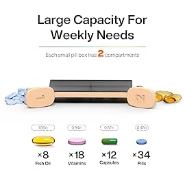 Weekly Pill Organizer 2 Times a Day - Am Pm Pill Box 7 Day, Large Twice Medicine Pill Case for Daily Medication, Vitamins, Fish Oils, Supplements Portable Week Pill Holder Container, Latte