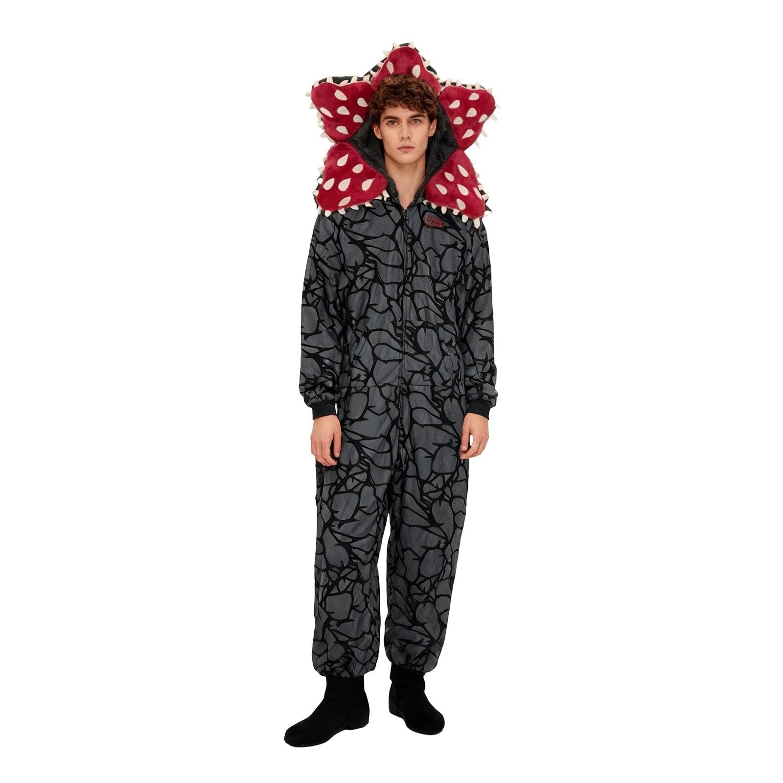 D-Demogorgon Combinaison Pyjama Famille Unisexe Polaire Enfant Adulte Grenouillère d'hiver à Capuche, Manches Longues et Doublure Polaire Parfait pour l'hiver, Noël, Le Cosplay et d'autres Occasions