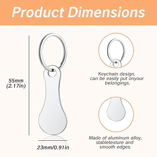 Miniatura 2 de 6 piezas de carrito de compras, llavero de moneda, llavero plateado, mini aleación de aluminio, llavero de carrito de compras, fichas de carrito de