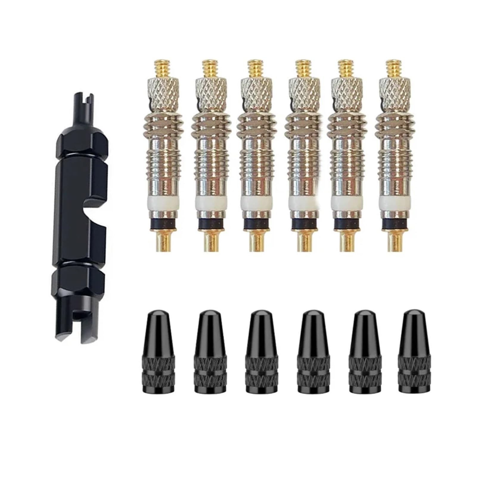 Dymkie 6Pcs Black 6/12Pcs Bicycle Removable Valve Core Bike Replacement Brass Tubeless Core Remover Tool For Tubeless For Road Mtb Bike(6Pcs Black)