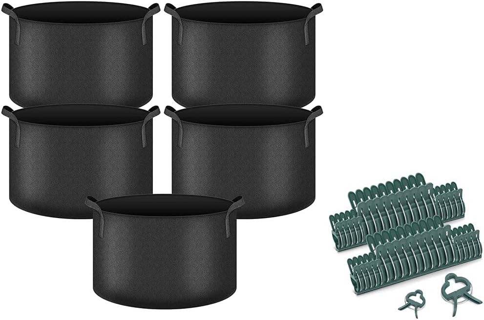 iPower 5-Pack 20 Gallon Grow Bags Nonwoven Fabric Pots Aeration Container with Strap Handles for Garden and Planting, Tan : Everything Else