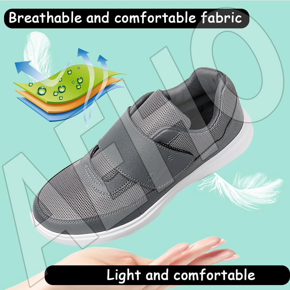AEHO Chaussure Diabetique Homme Chaussure pour Pied Gonflé Pantoufle OrthopéDiques Homme Chaussures pour Pied Gonflé Chaussure Homme Orthopedique Pantoufle Orthopédique,Noir,49 EU