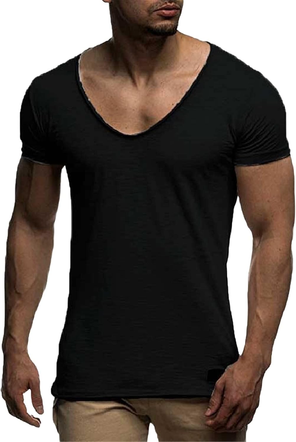Deep V Neck T Shirt Men Low Cut Vneck Tee Basic Lightweight Undershirts ...