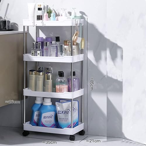Miniatura 4 de Carrito de almacenamiento rodante de 4 niveles con organizador de unidades de ruedas, organizador multifuncional, estante de almacenamiento