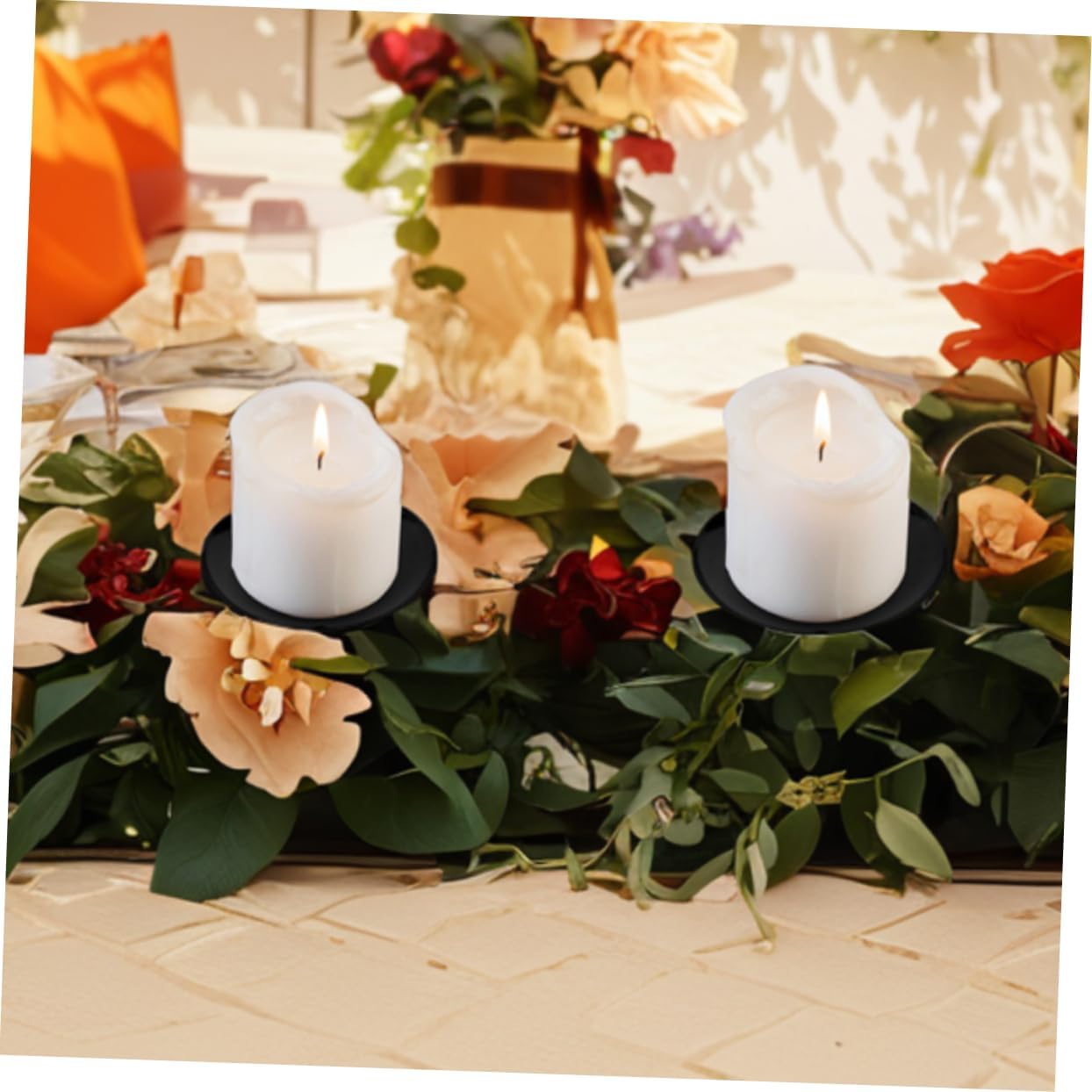 10pcs Elegant Candle Holders Handmade Round Candle Plate for Romantic Dinners Christmas Advent Wreath Tealight Stand and for Home Decor