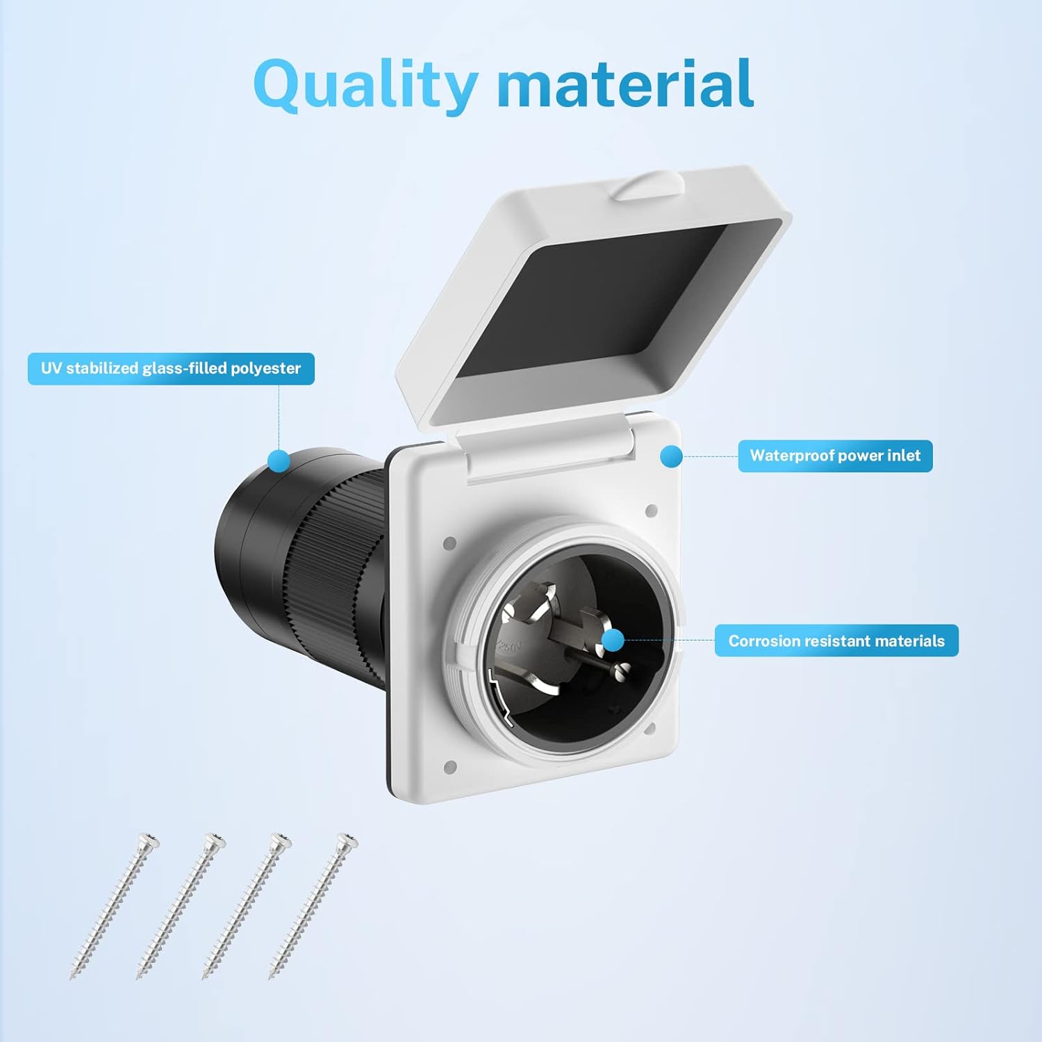 50AMP RV Power Cord Cover Twist Lock + 50AMP RV Power Plug Inlet