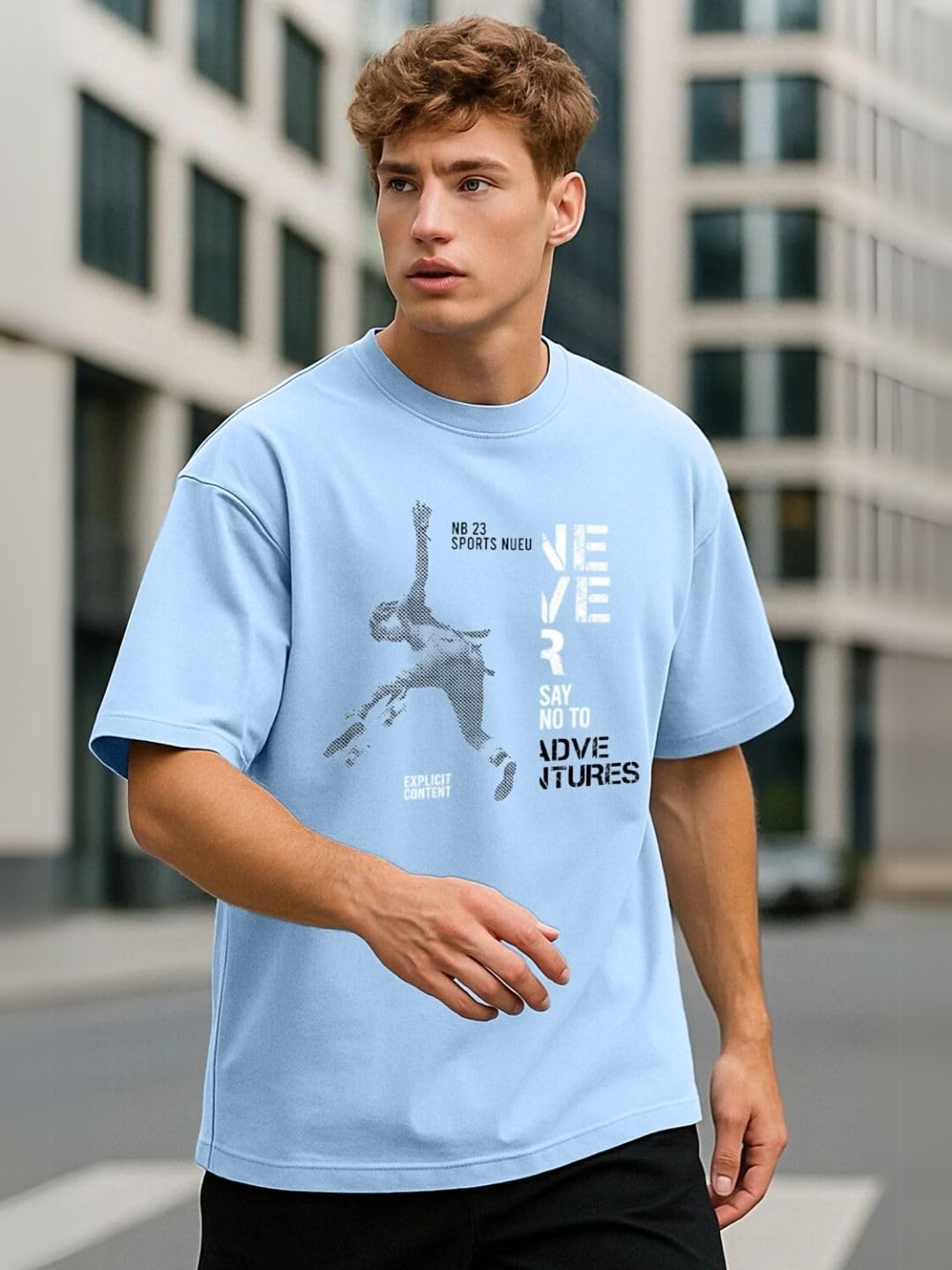 NOBERO - Camiseta de algodón con estampado gráfico para hombre