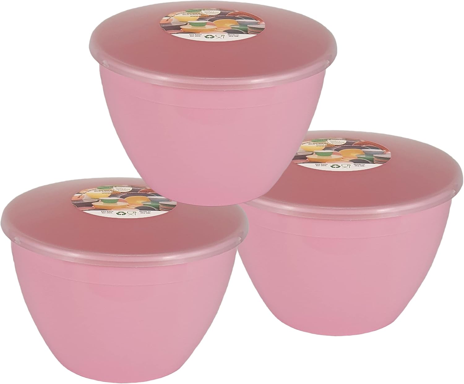 Just Pudding Basins Pastel Colours 2 Pint 1.14 Litre Basin and Clear