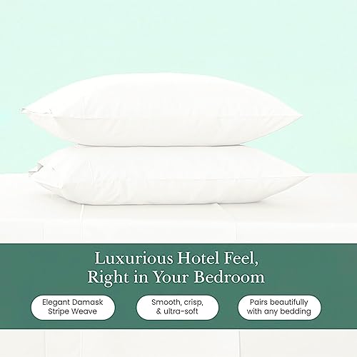 Miniatura 3 de Feather & Stitch - Juego de 2 fundas de almohada estándar de 100 % algodón, 500 hilos, fundas de almohada suaves con cierre tipo sobre, suaves y