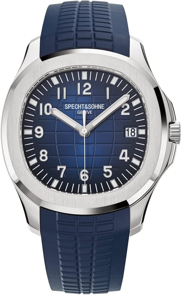 Specht&Sohne Automatic Watches for Men Rubber Strap Miyota 8215 Movt Classic Mechanical Sport Wristwatch Waterproof 42MM