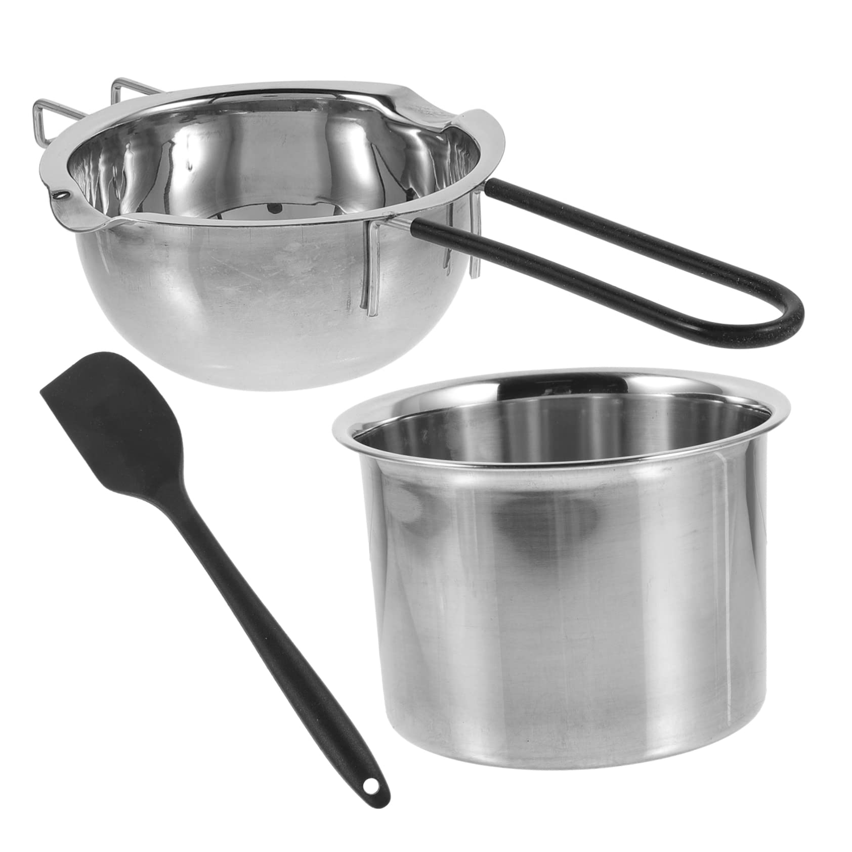 Cabilock 1Set Double Boiler Pot Stainless Steel Melting Pot for Chocolate Ergonomic Long Handle Easy to Clean for Home Baking and Outdoor Use