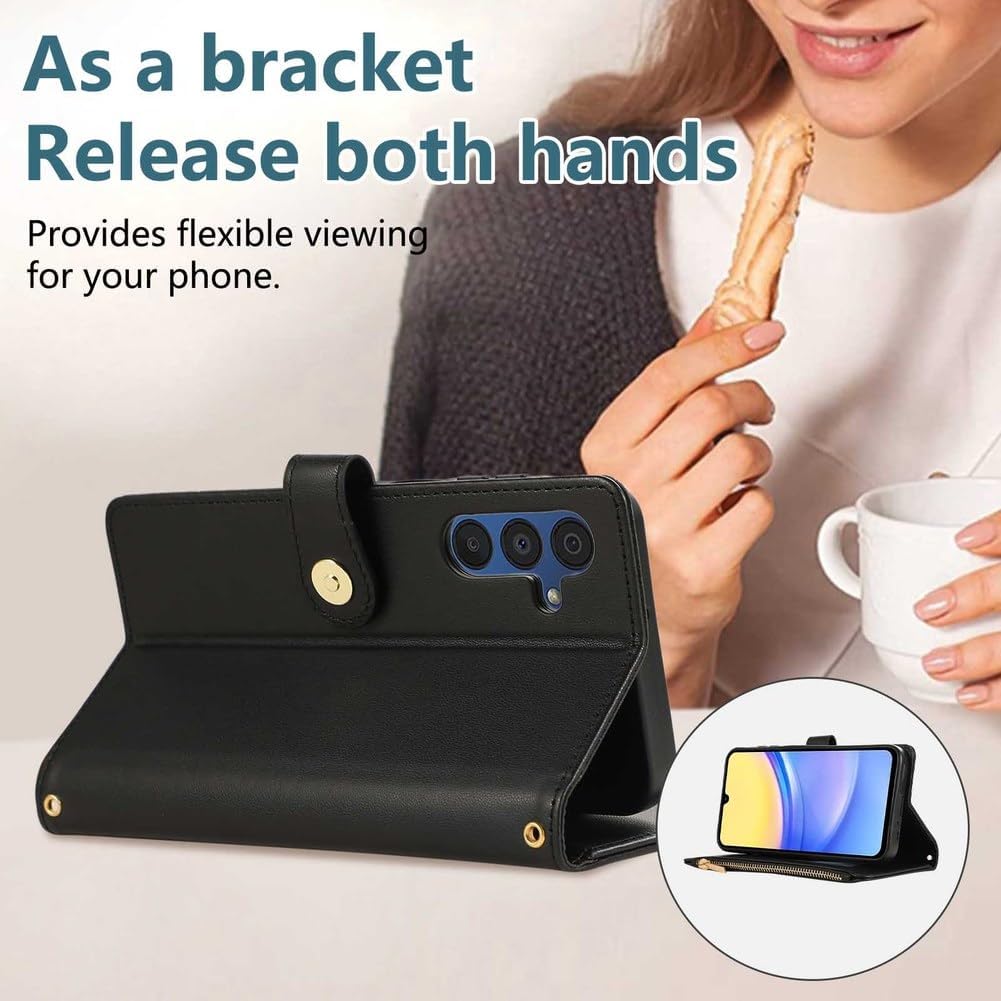 Crossbody Leather Case for Google Pixel 9/9 Pro/9 Pro XL, Flip Card Slot with Wrist Strap Cover Anti -Fall Protection Shell White