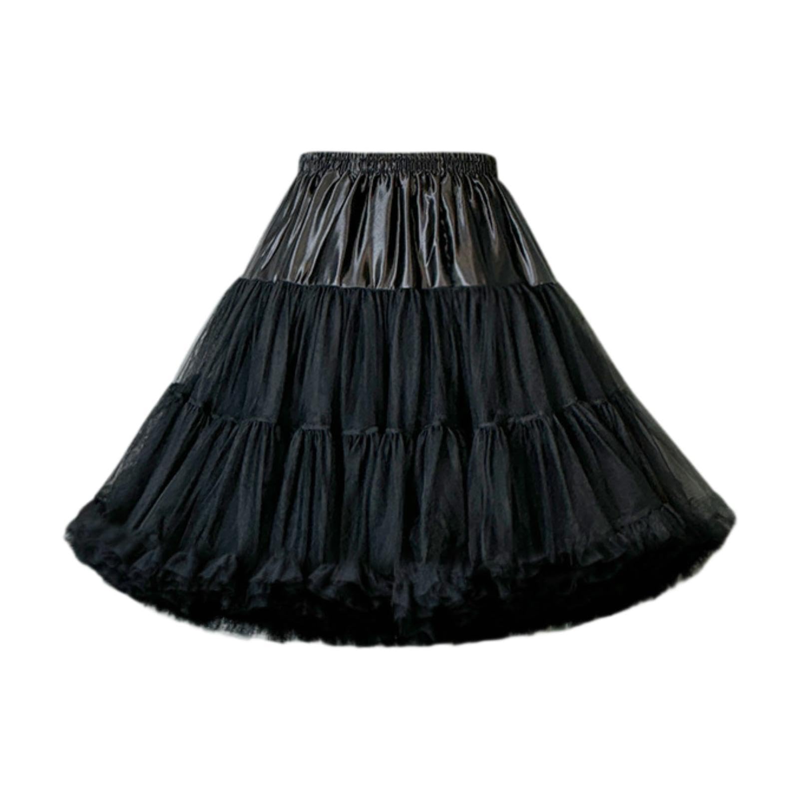 NIVAA Women Petticoat Skirt Short Tutu Slips for Graduation Fancy Dress Black-image-48