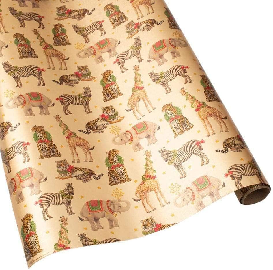 Caspari Wild Christmas Gold Embossed Foil Gift Wrap – 6 Rolls, 30” x 6 ft Each – Luxury Holiday Wrapping Paper Printed in the USA