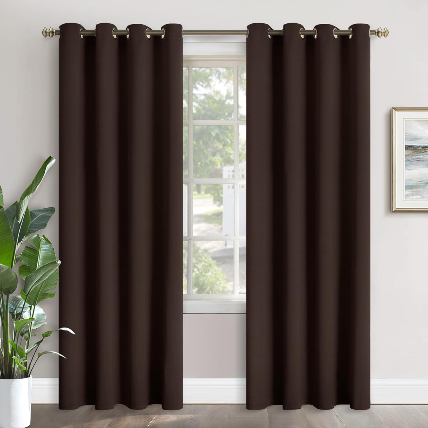 YoungsTex Brown Blackout Curtains 84 Inch Length for Living Room – Thermal Insulated Drapes with Grommet Room Darkening Window Treatments for Dining Bedroom, 2 Panels, 52 x 84 Inch