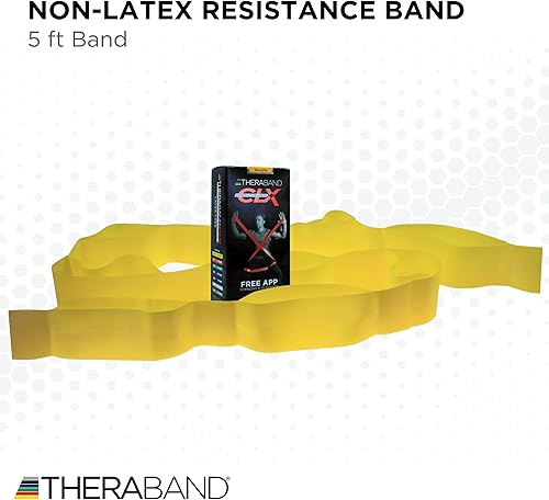 Miniatura 2 de THERABAND CLX - Banda de resistencia con bucles, banda de ejercicio sin látex de 5 pies para movilidad, rehabilitación, estiramiento y Amarillo -