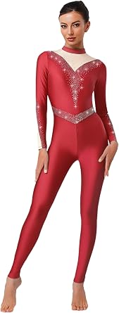 Womens Girls Long Sleeve Gymnastics Leotard, Unitard, Full Body, One Piece, Ballet, Dancewear, Jumpsuit