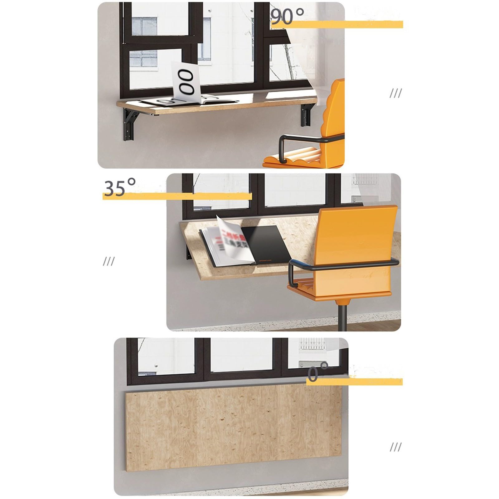 2X Staffa per Mensola Pieghevole, Staffe per Mensole Pieghevoli Resistenti, Staffe Triangolari Pieghevoli da Parete in Acciaio per Supporto da Tavolo Galleggiante Fai da Te, con Viti, Bianco/
