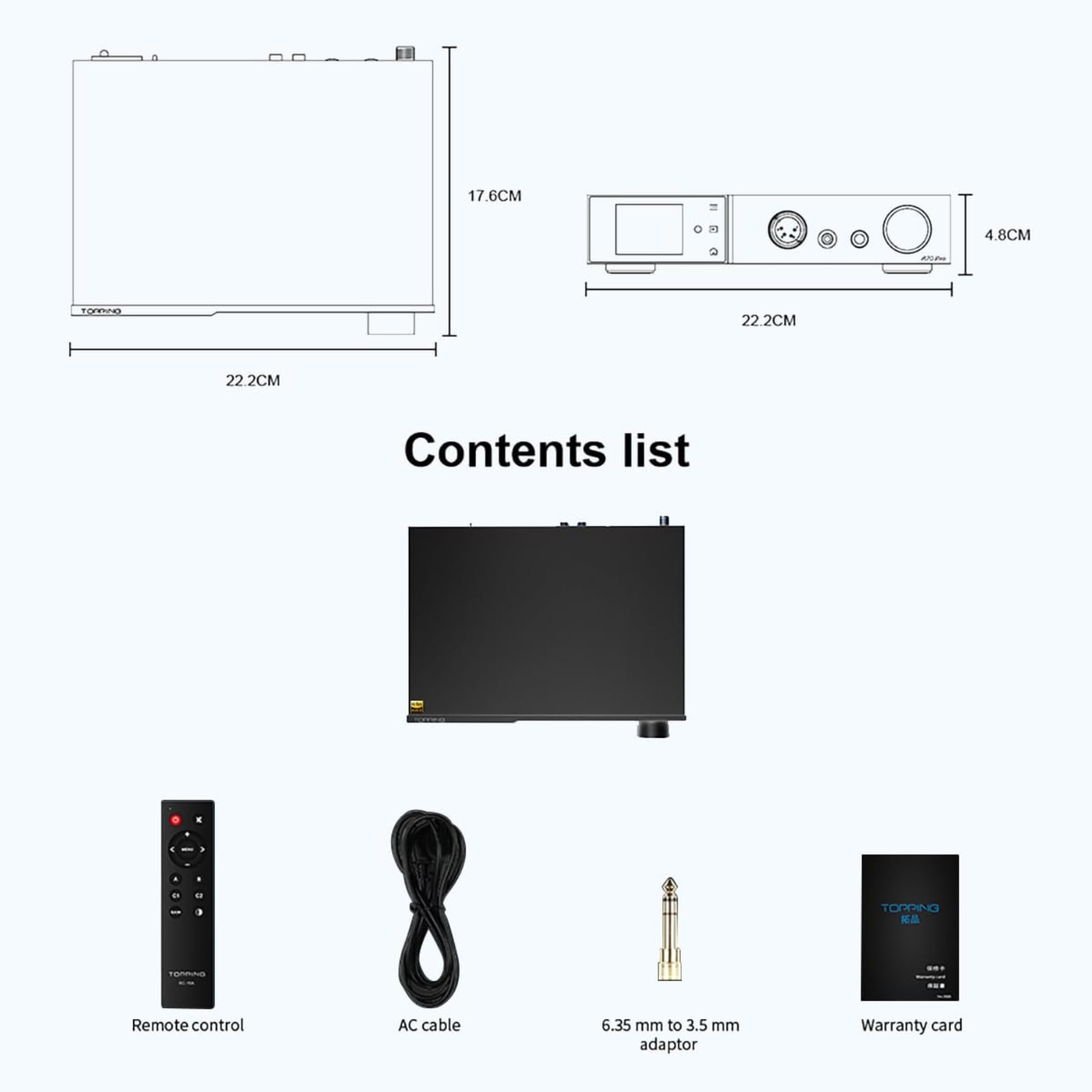 Topping A70 Pro Full Balanced Amplificatore per cuffie: 17000mW x2 RCA/XLR/TRS/EXT Ingresso 4,4mm/6,35mm/4-Pin XLR/RCA Uscita HAP per Auricolari/cuffie/IEM, Bassa Preamplificatore (Nero)