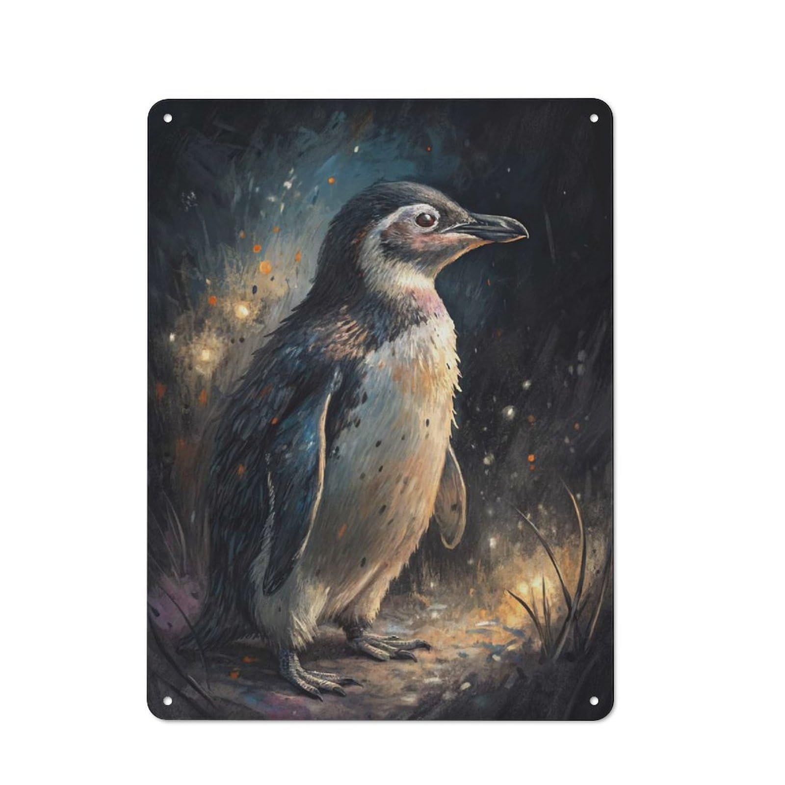 Junmoney Style-9 Vintage Penguin In A Dark, Sparkly Forest Garden Room Metal Sign 40X30cm, Porch Wall Decor For Conservatory, Home Bar Or Utility Room