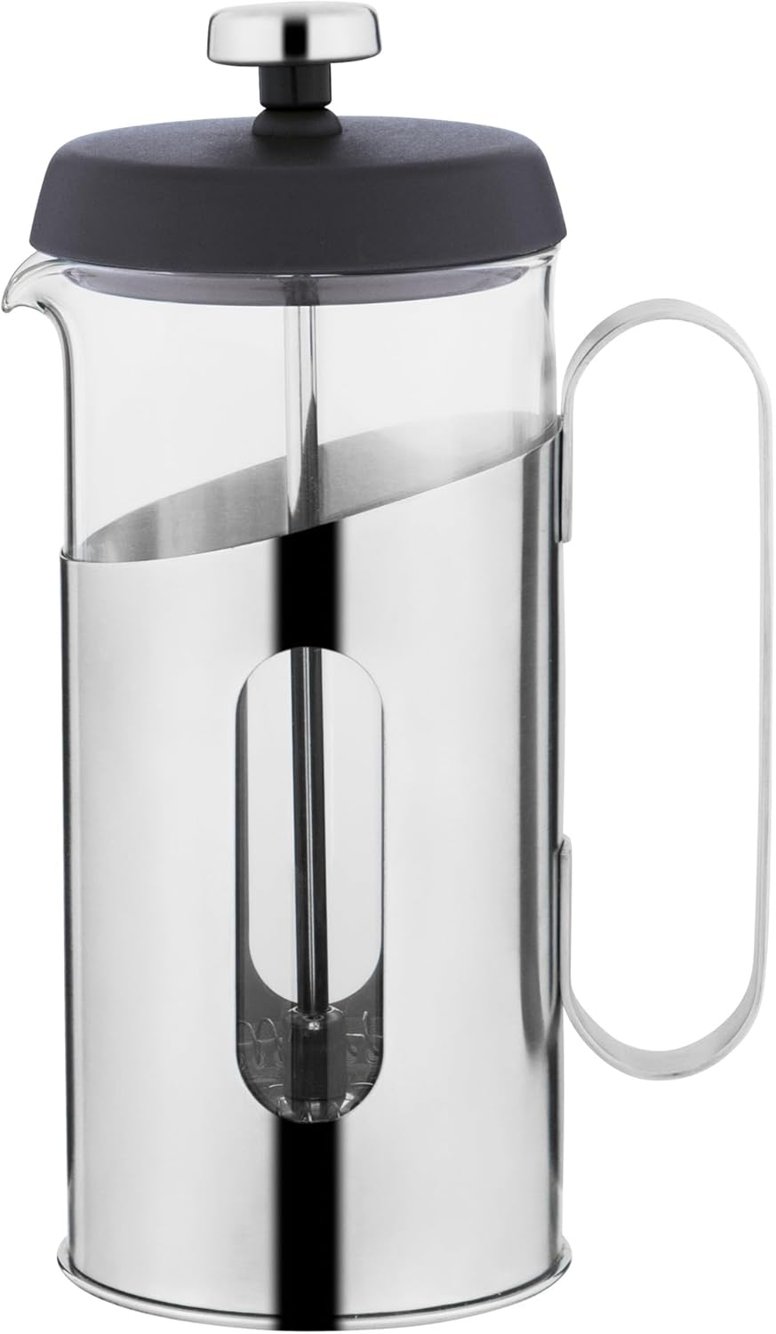Berghoff Essentials Heat-resistant Glass French Press Maestro PP Lid 0.37 qt. Ergonomically Designed 18/10 Stainless Steel Handle Up to 3-Cup Satin Finish