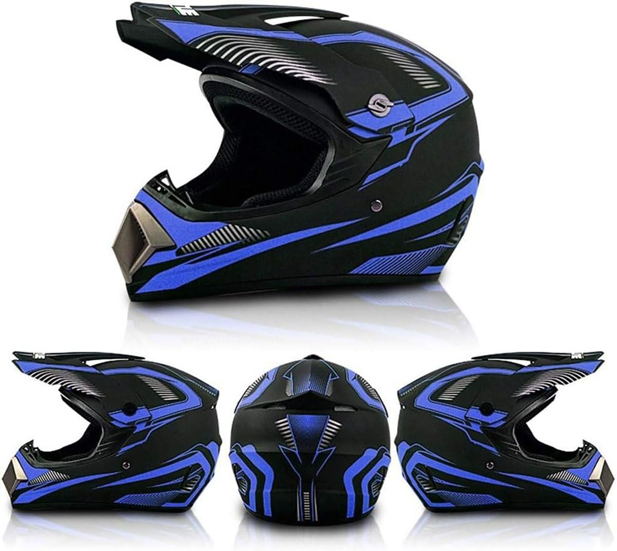 Casco Motocross Integrale Gioventù Bambini, Adulto Unisex MTB Moto Casco ATV con Occhiali Maschera Guanti, Downhill Enduro MTB BMX Quad Dirt Bike Bicicletta Casco