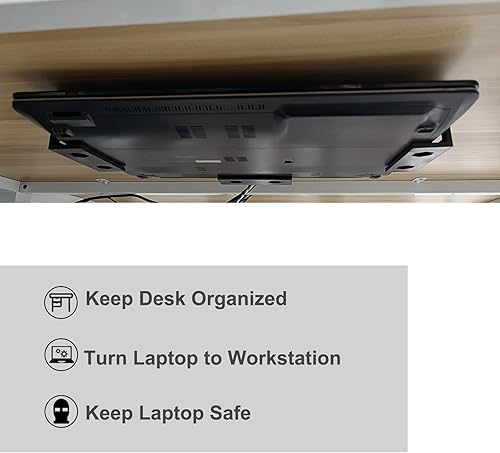 Miniatura 6 de PIAOLGYI 3 soportes de plástico para computadora portátil debajo del escritorio con tornillo, soporte de montaje para laptop debajo del escritorio,