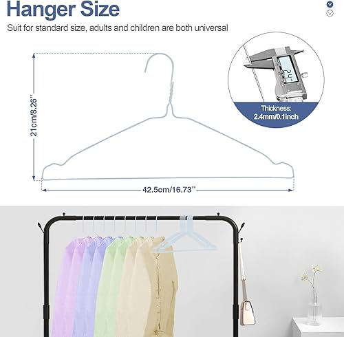 Miniatura 5 de SPECILITE Paquete de 50 perchas de alambre de metal con ranura, 16.7 pulgadas, calibre 12, ultra delgadas, antideslizantes, para trajes de tamaño