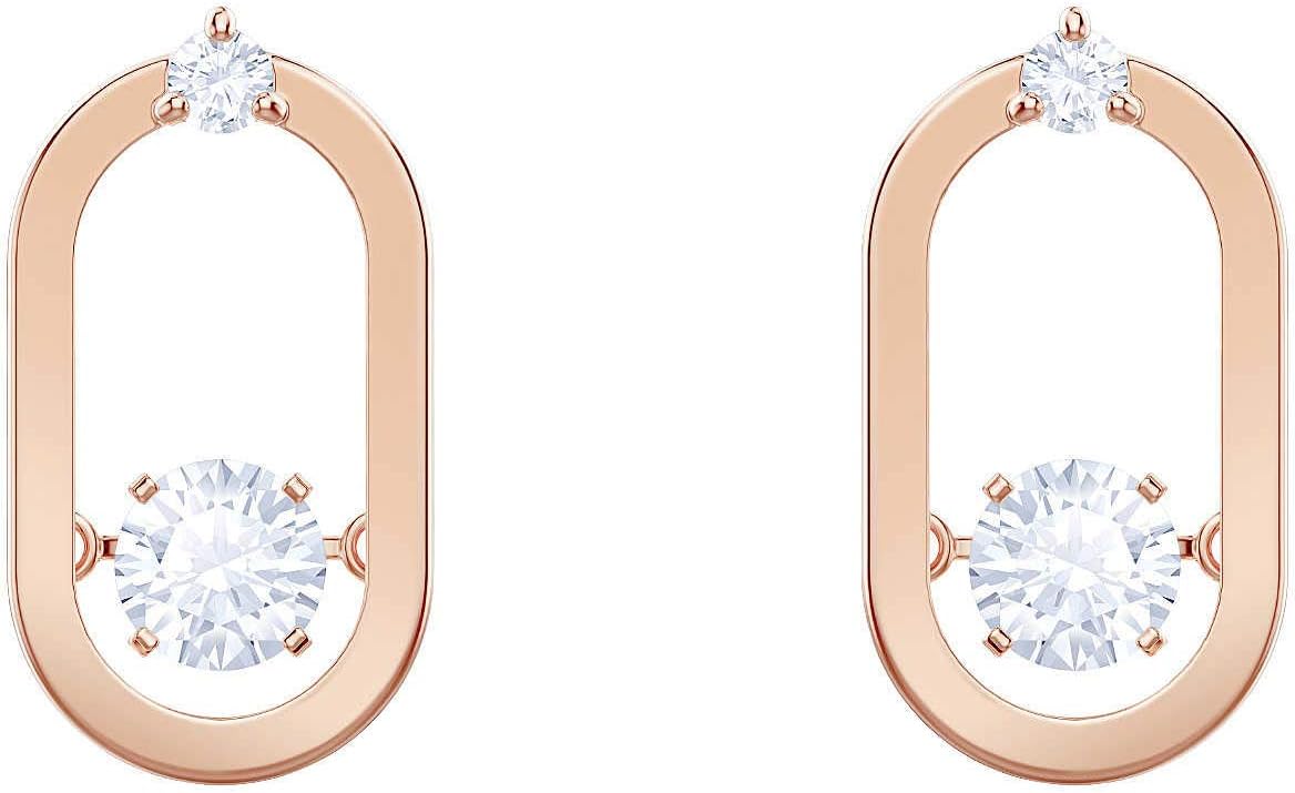 Swarovski Sparkling Dance Pierced Earrings with Floating Round Crystals on a Rose-Gold Tone Finish Setting with a Cage Design, Part of the Sparkling Dance Collection