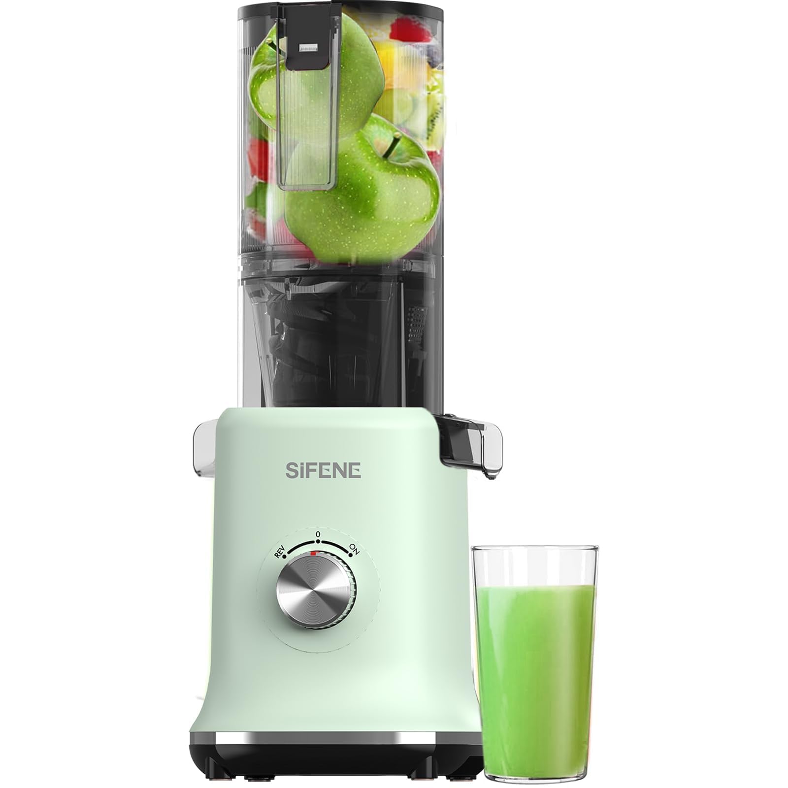 SIFENE Slow Masticating Juicer Machine with 4 3 Inch Extra Large Feed Chute Cold Press Juice Extractor for