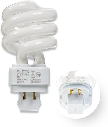 Miniatura 10 de SLEEKLIGHTING Bombilla de base G24Q-1 de 13 W, espiral CFL de 4 pines, 2700 K, 800 lm, fluorescente compacto, luz blanca cálida, paquete de 4