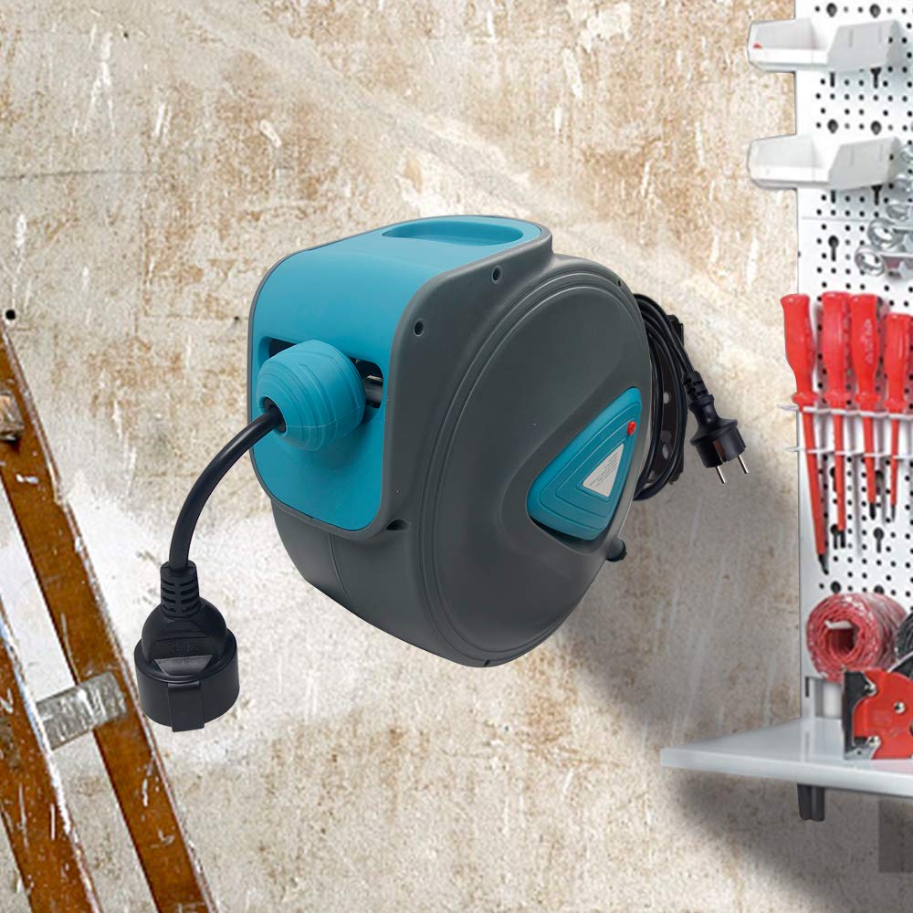 XMTECH Enrollador automático de cables (20 m, con cable eléctrico, giro de 180°)