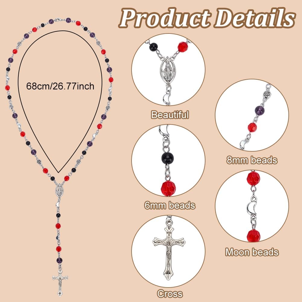 PLIGREAT 6 Sets Beads Necklace Making Kit, DIY Rosary Necklace Making Kit Star Moon Pendant for DIY Bracelet Necklace Jewelry Making