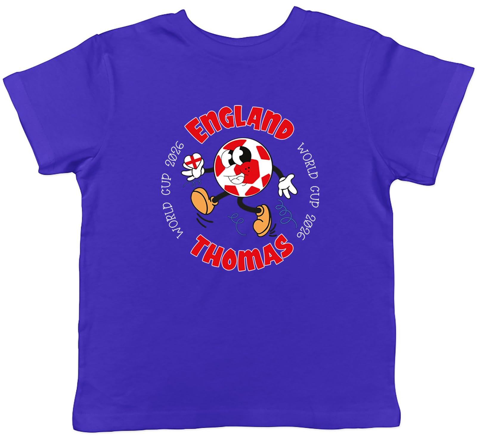 Shopagift Personalised England World Cup Heart Football Fan Kids T-Shirt Childrens Tee Boys Girls Blue