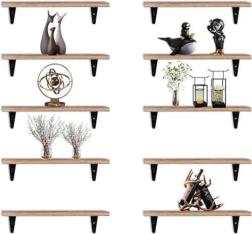 Floating Shelves Wall Mounted for Bedroom Set of 10Rustic Wood Wall Shelves for Kitchen Decor Hanging Shelving for Bathroom Living RoomLaundry