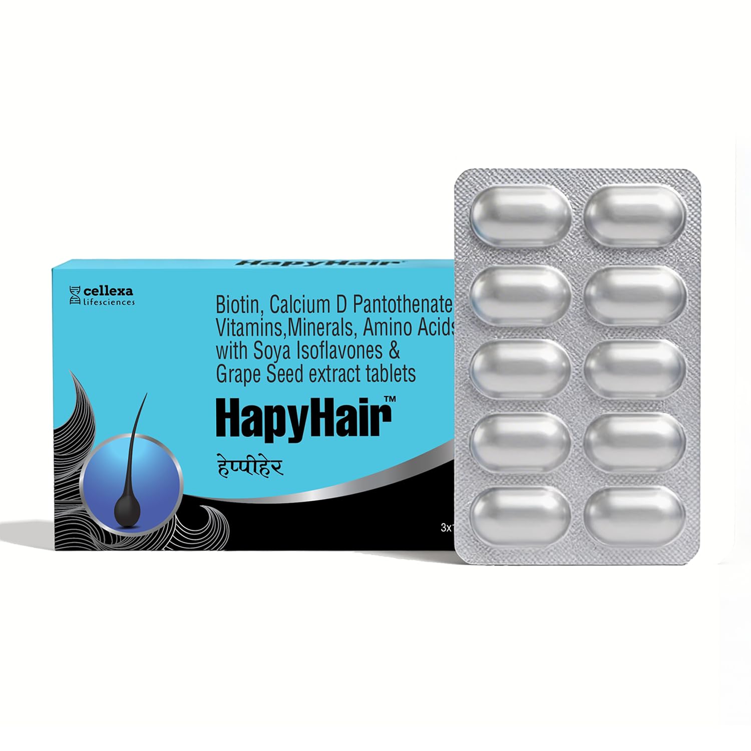 HappyHair Biotin Tablets for Hair Growth, Skin & Nails | 30 Tablets for Men & Women | 100% RDA Biotin, Multivitamins, Amino Acids & Grape Seed Extract | Daily Hair Nutrition & DHT-Related Hair Wellness Support (30 count (Pack of 1))