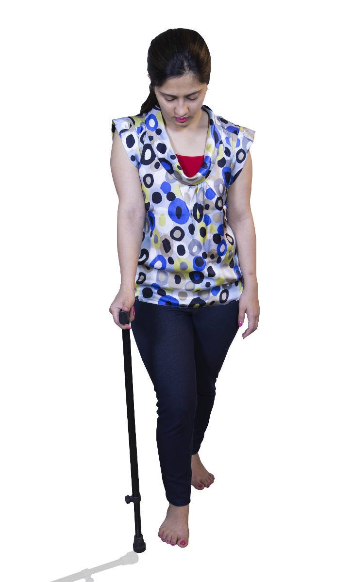 JSB W09 Walking Stick for Men and Women Old People | Walking Aid for Physiotherapy Fracture Support | Lightweight Slip Free Base (Black)